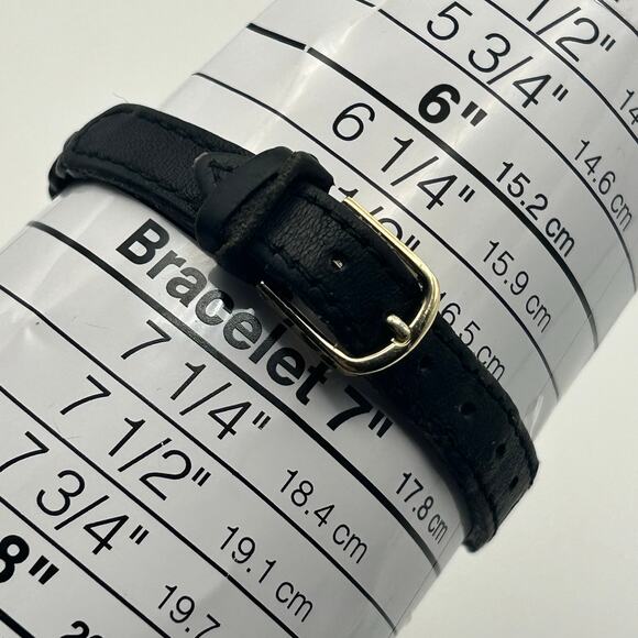 Acqua Indiglo Gold Black Leather Women’s Watch Working New Battery - Picture 8 of 8